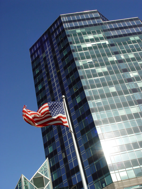 North Point Office Complex Cleveland Ohio American Flag